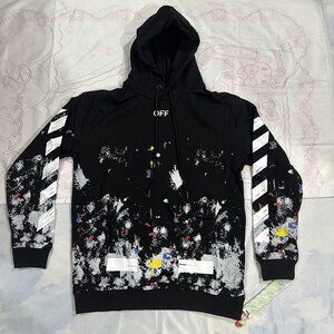 Off-White White Print And Black Graffiti Hooded Sweatshirt